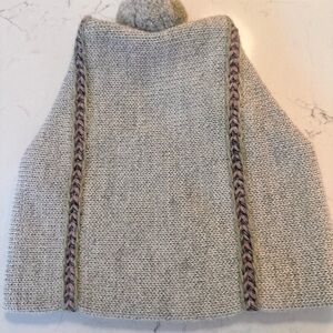 Stylish Gray Knit  hat with Pink Accents